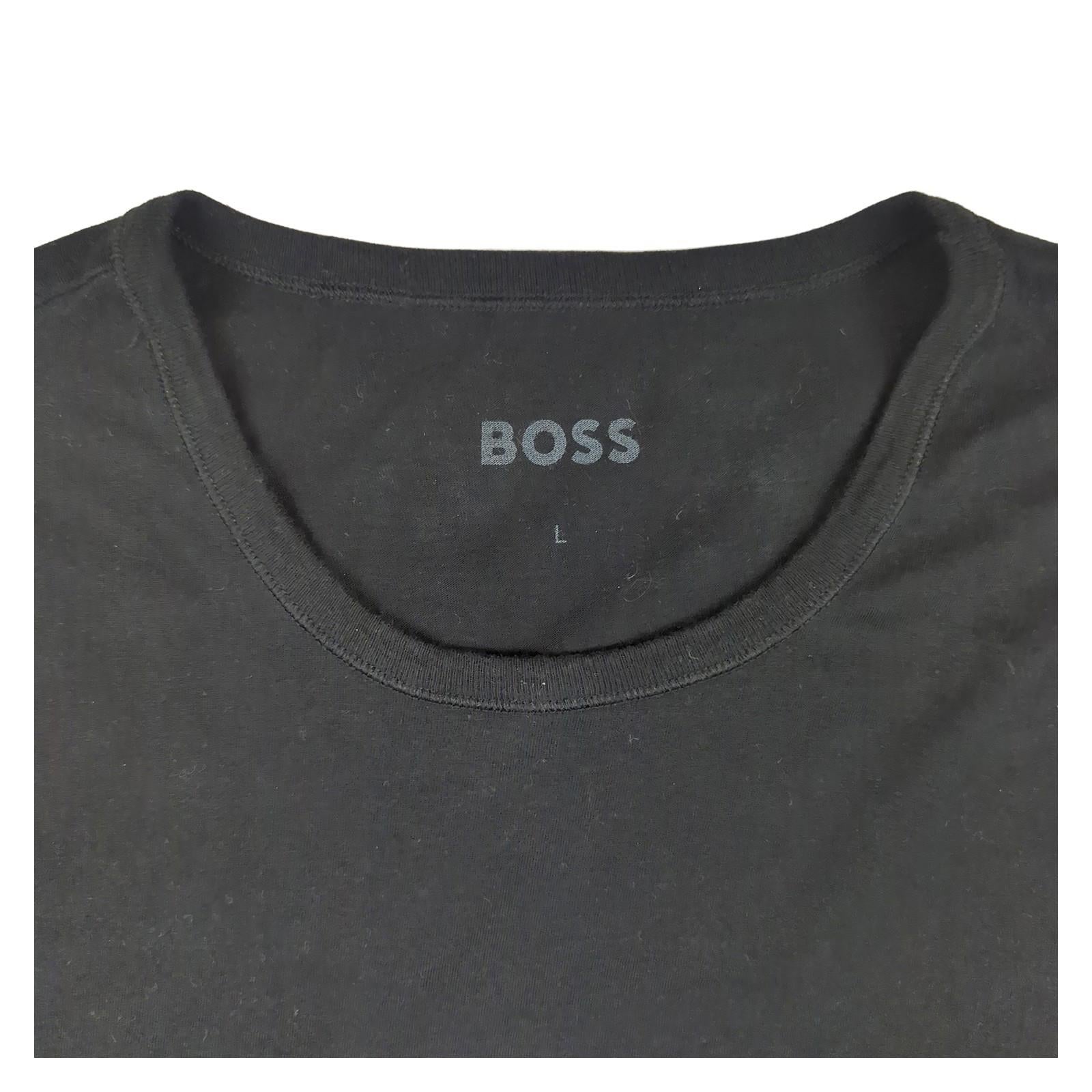 Hugo Boss Hugo Boss Black Cotton T-Shirt Men's L Crew Neck Smart Casual Logo Tee T-Shirts RewearableUK