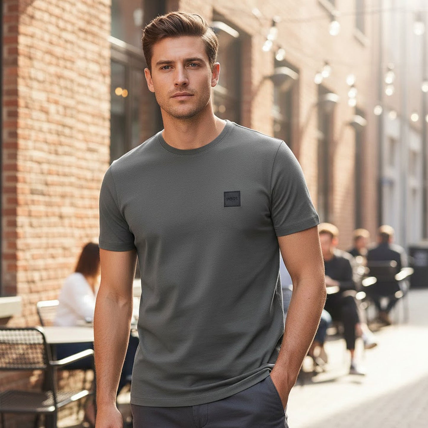 Hugo Boss Crew Neck Logo T-Shirt Grey | Men's Small by Hugo Boss – T-Shirts | RewearableUK