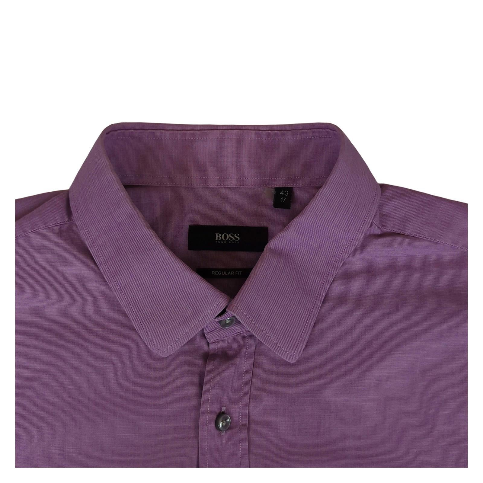 Hugo Boss Hugo Boss Long Sleeve Shirt Purple Regular Fit Size 17 Men’s Cotton shirt RewearableUK