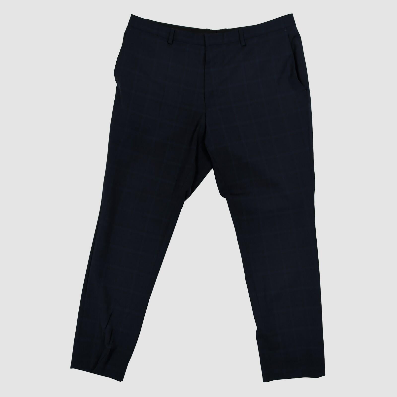 hugo boss mens dark navy blue check formal suit trousers pants size us 38 r by Boss – trousers | RewearableUK