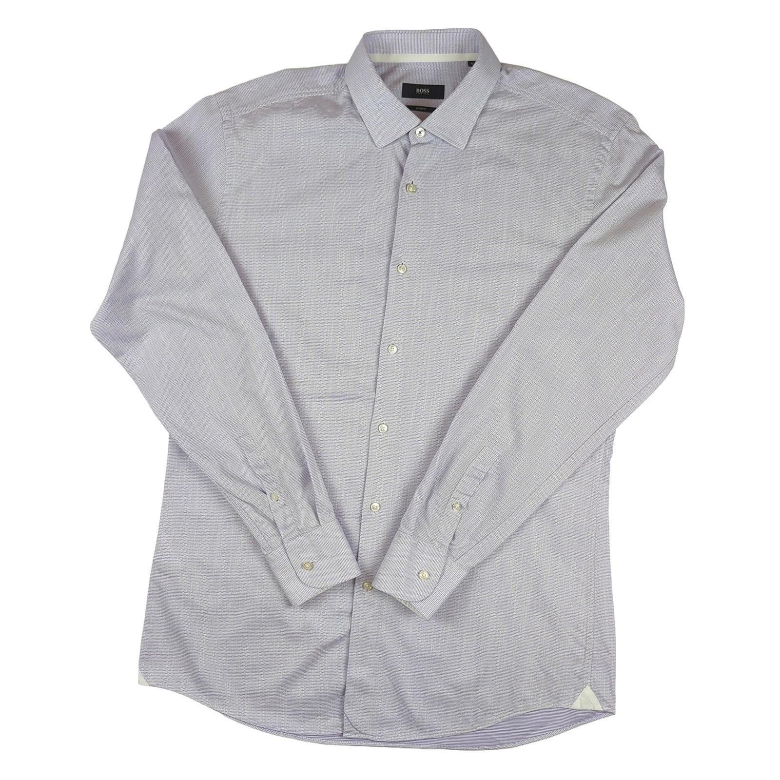 Hugo Boss Hugo Boss Mens Formal Shirt 16 Purple Slim Fit 100% Cotton Long Sleeve Dress Top shirt RewearableUK