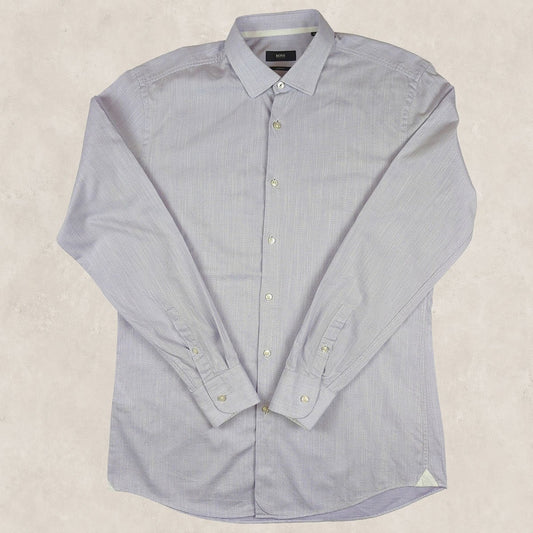Hugo Boss Mens Formal Shirt 16 Purple Slim Fit 100% Cotton Long Sleeve Dress Top by Hugo Boss – shirt | RewearableUK