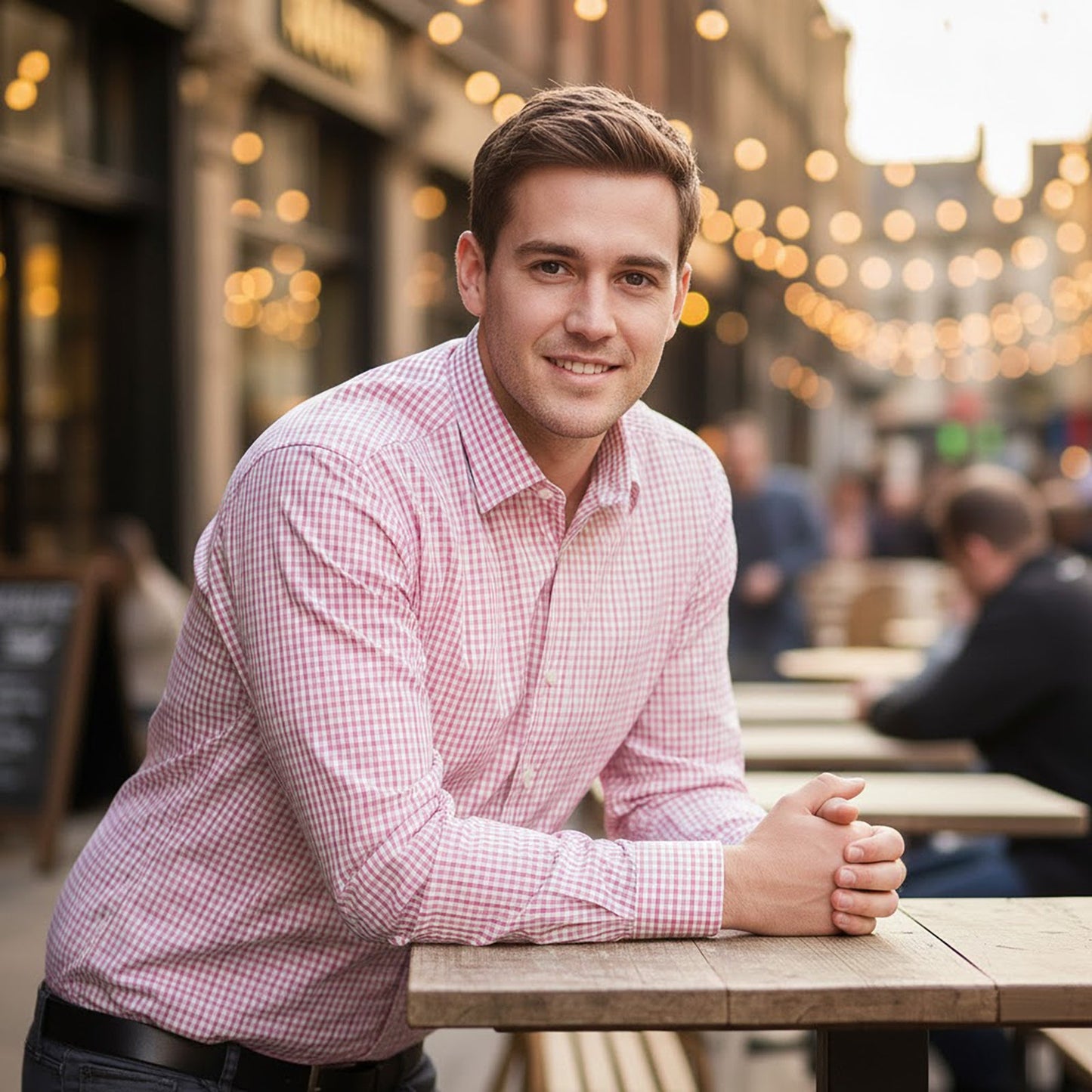 Hugo Boss Men's Pink Check Cotton Shirt Size 44 Long Sleeve Casual Used by Hugo Boss – shirt | RewearableUK