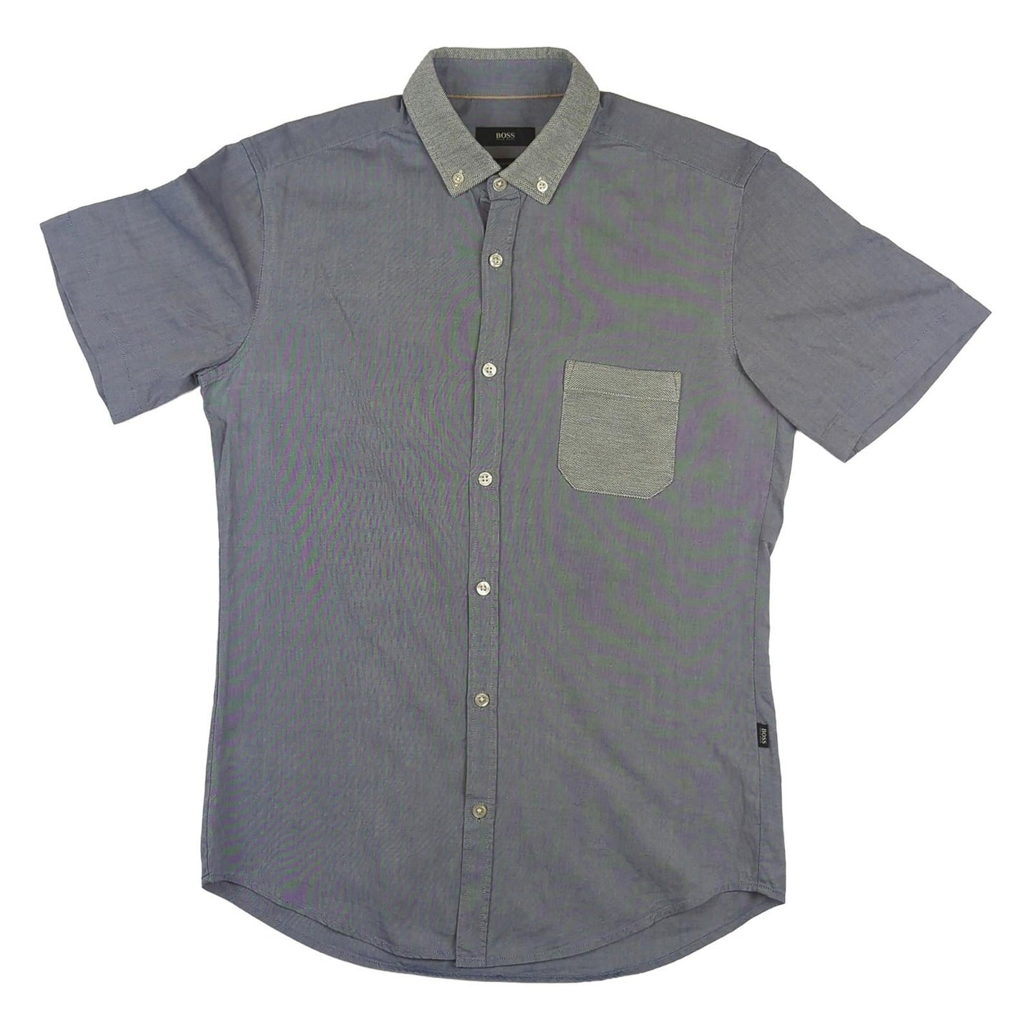 Hugo Boss Hugo Boss Mens Shirt S Small Blue White Slim Fit Short Sleeve Cotton Top Used shirt RewearableUK