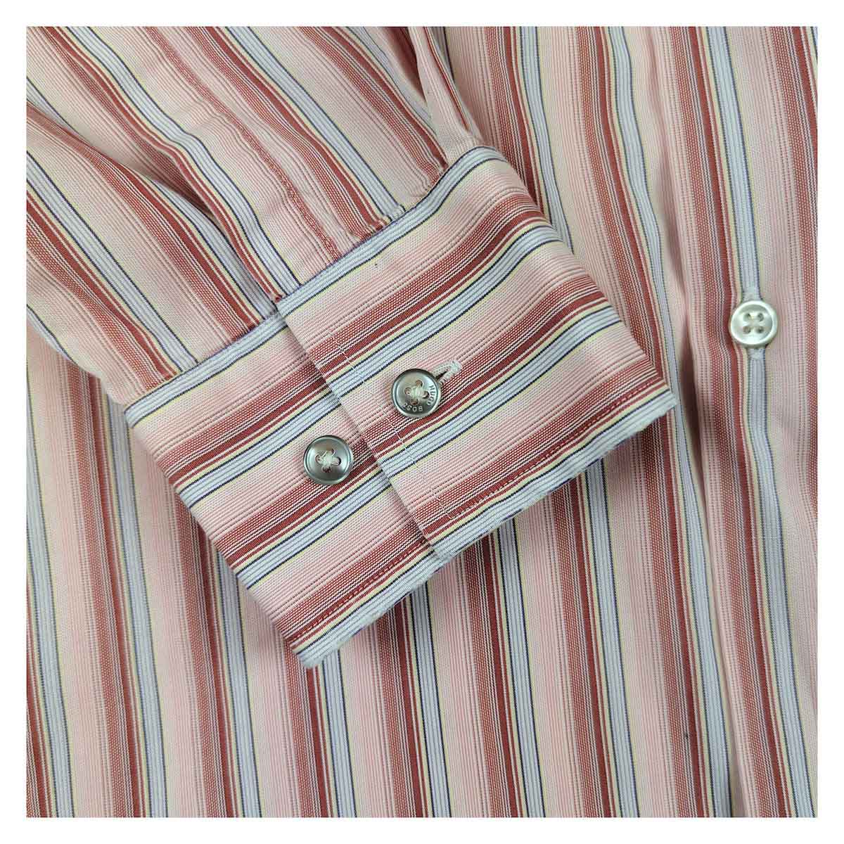 Hugo Boss Men's Striped Formal Shirt in Pink | Size 18 (XXXL) by Hugo Boss – shirt | RewearableUK