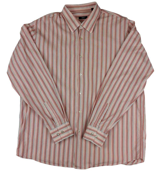 Hugo Boss Men's Striped Formal Shirt in Pink | Size 18 (XXXL) by Hugo Boss – shirt | RewearableUK