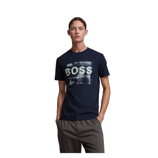 Hugo Boss Hugo Boss Mens T-Shirt Size M Blue Logo Graphic Cotton Standard Fit T-Shirts RewearableUK