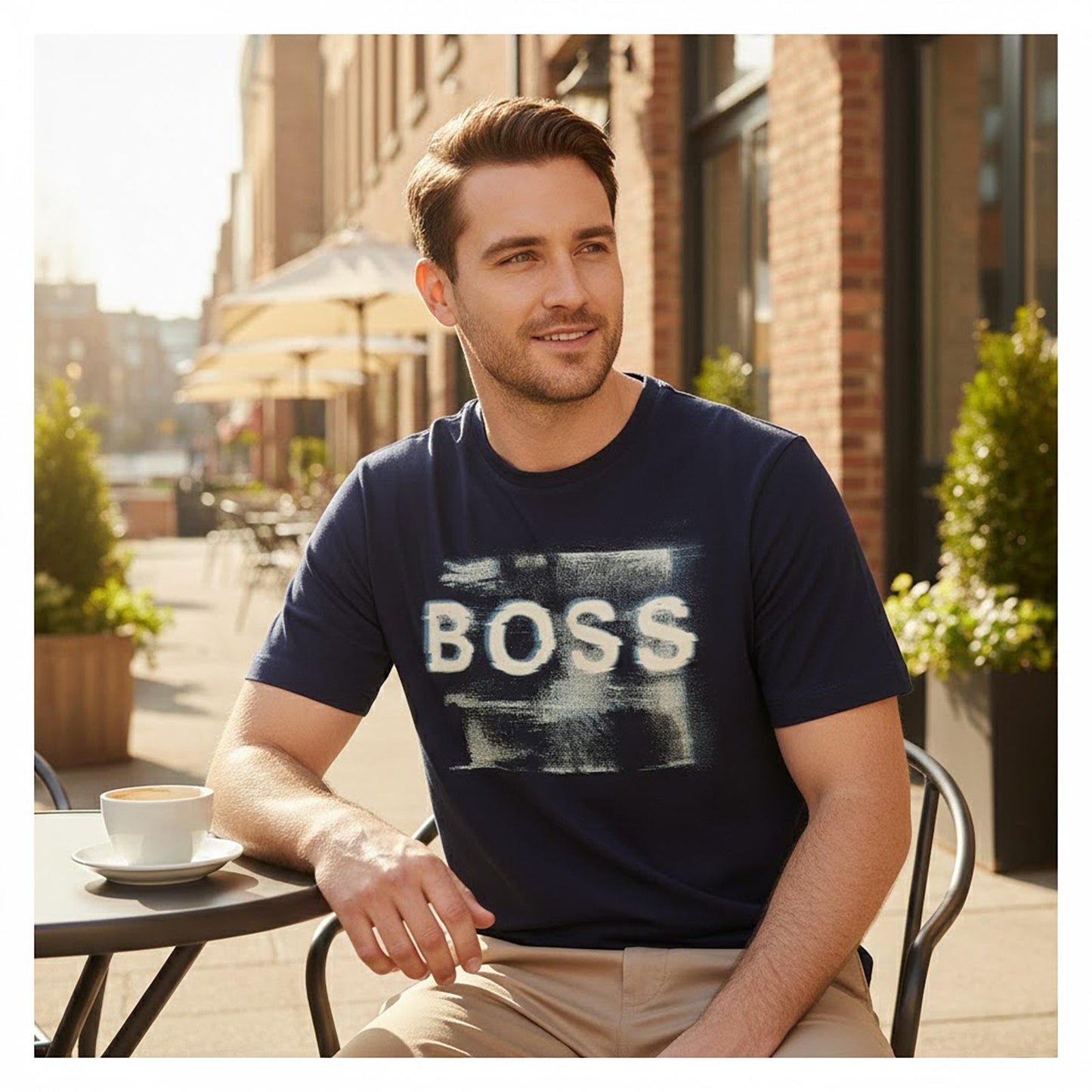 Hugo Boss Mens T-Shirt Size M Blue Logo Graphic Cotton Standard Fit by Hugo Boss – T-Shirts | RewearableUK