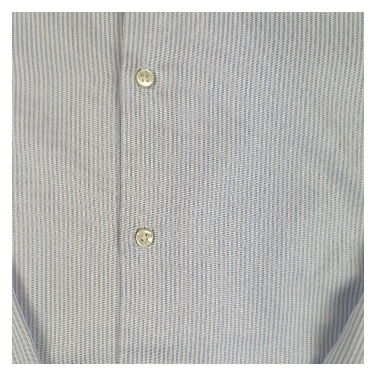 Hugo Boss Hugo Boss Mens White Blue Striped Shirt Long Sleeve Cotton Smart Size 15.5 M shirt RewearableUK