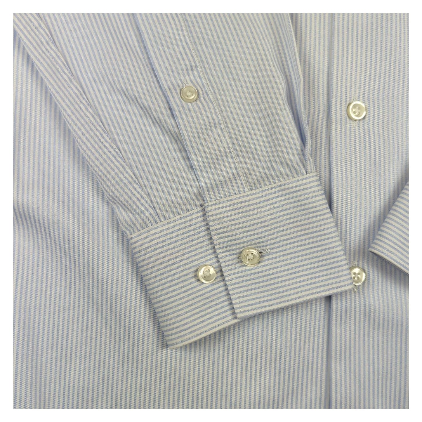 Hugo Boss Hugo Boss Mens White Blue Striped Shirt Long Sleeve Cotton Smart Size 15.5 M shirt RewearableUK
