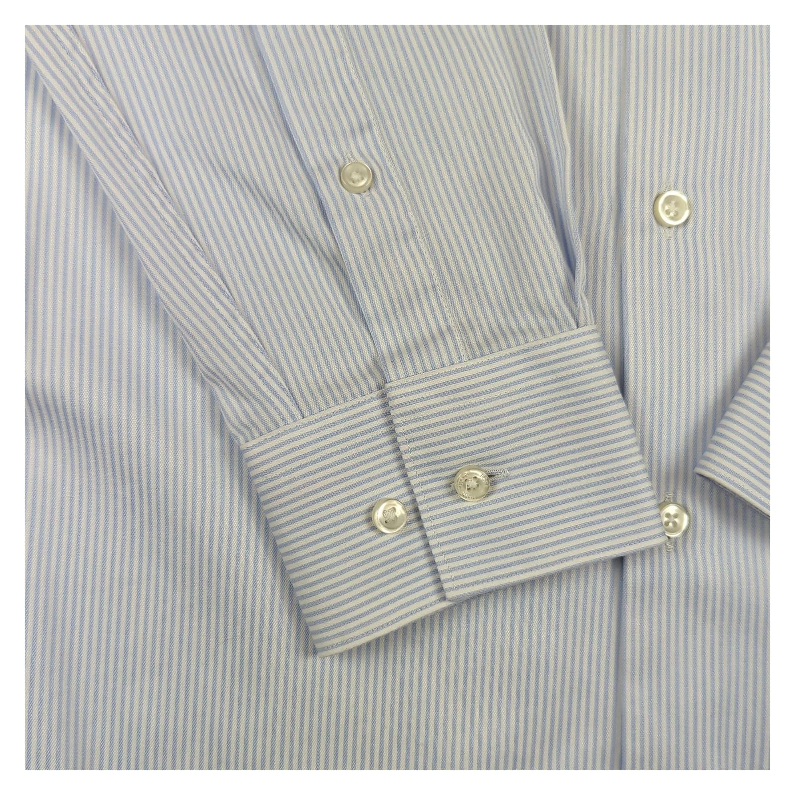 Hugo Boss Hugo Boss Mens White Blue Striped Shirt Long Sleeve Cotton Smart Size 15.5 M shirt RewearableUK