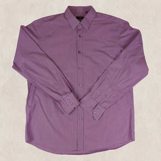 Hugo Boss Regular Fit Long Sleeve Shirt Purple | Men's 17" (L/XL) by Hugo Boss – shirt | RewearableUK