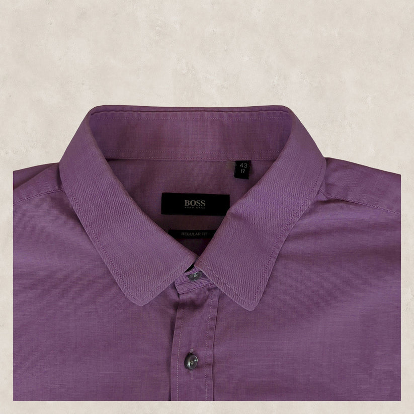 Hugo Boss Regular Fit Long Sleeve Shirt Purple | Men's 17" (L/XL) by Hugo Boss – shirt | RewearableUK
