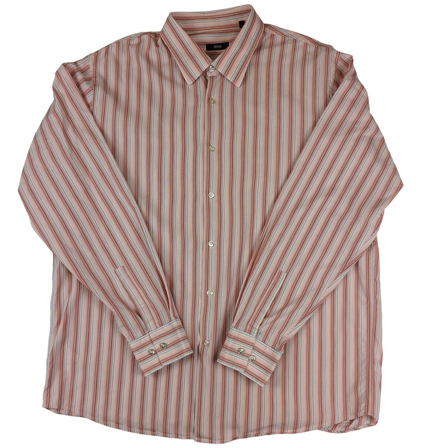 Hugo Boss Hugo Boss Shirt Size 18 Men’s XXXL Pink Striped Cotton Long Sleeve Formal Smart shirt RewearableUK