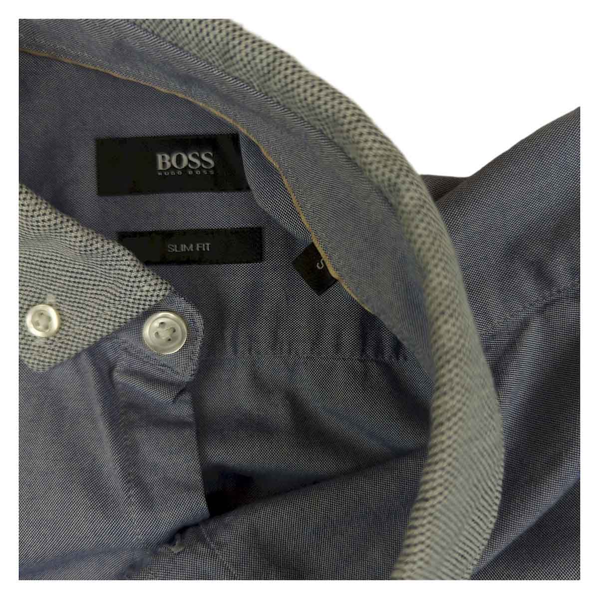 Hugo Boss Slim Fit Short Sleeve Shirt Blue White | Men's Small by Hugo Boss – shirt | RewearableUK