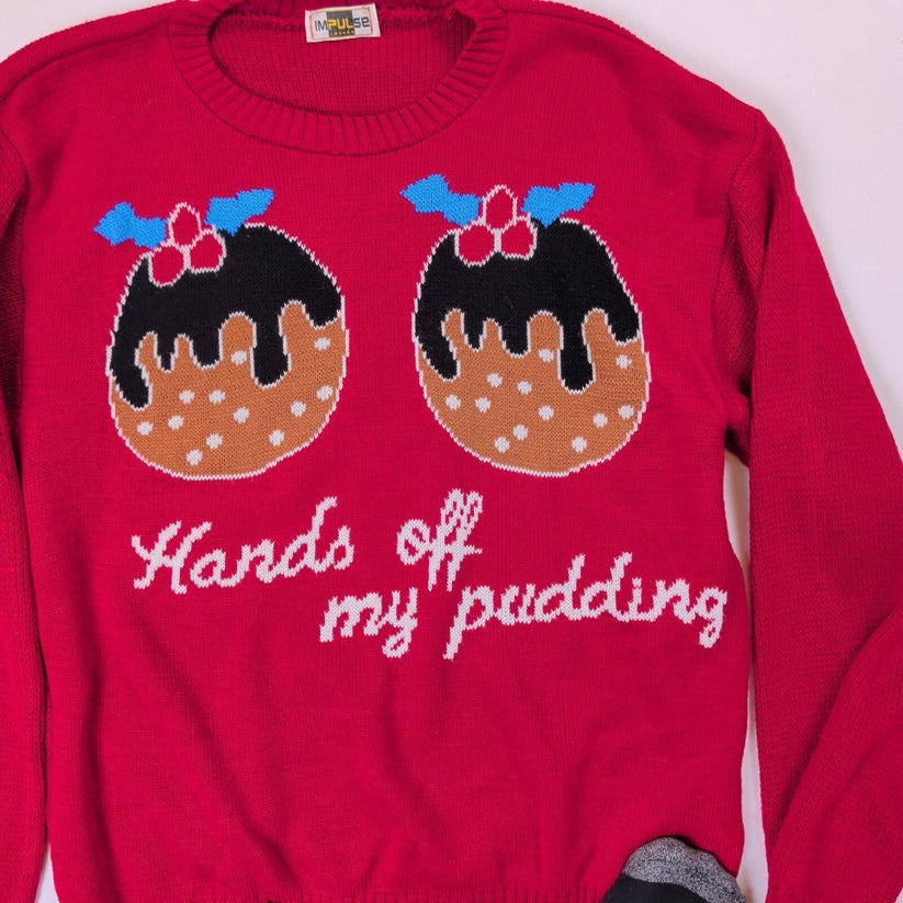 Impulse London Women's Christmas Pudding Jumper M Red – product photo 2 | RewearableUK