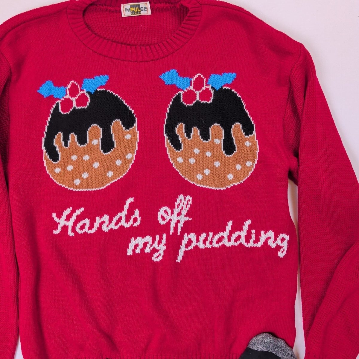 Impulse London Women's Christmas Pudding Jumper M Red – product photo 6 | RewearableUK