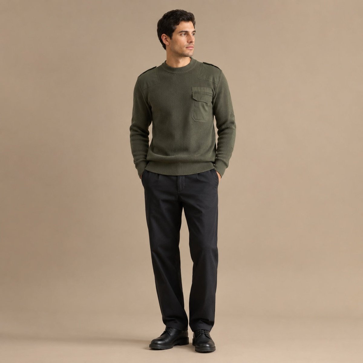 Indian Army Wool V-Neck Jumper 100cm Olive Green 2016 – Military product photo 1 | RewearableUK