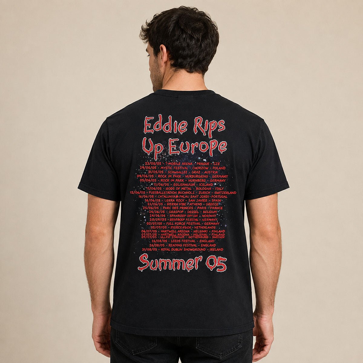 Iron Maiden Eddie Rips Up Europe Summer 05 Tour T-Shirt XL Black – Music T-Shirt product photo 2 | RewearableUK