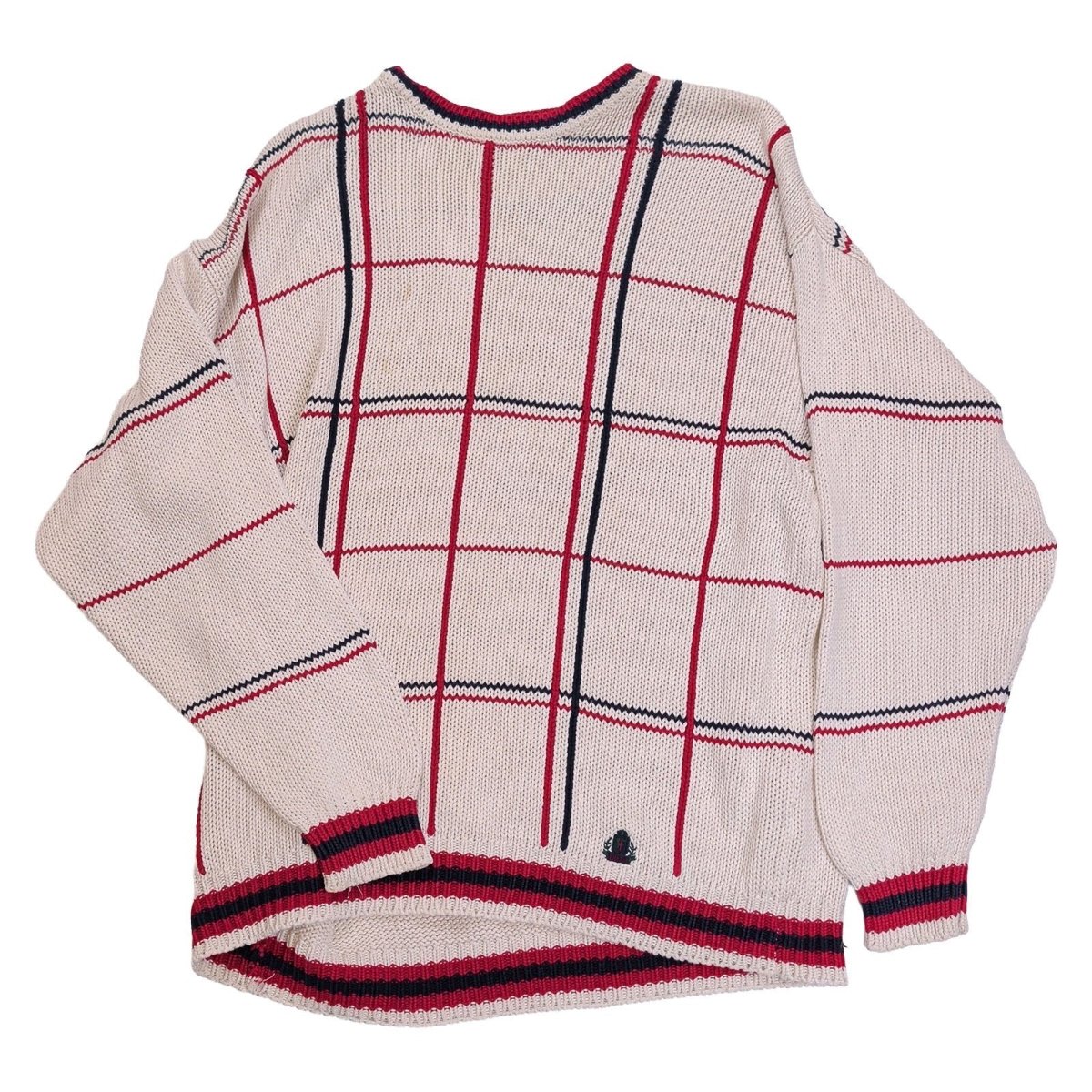 IZOD Men's Jumper Large Beige Red Navy Striped 100% Cotton – product photo 1 | RewearableUK