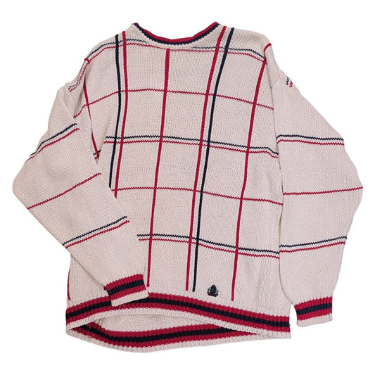 IZOD Men's Jumper Large Beige Red Navy Striped 100% Cotton – product photo 1 | RewearableUK