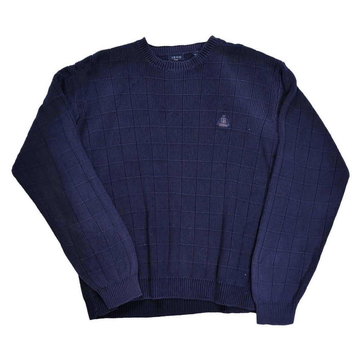 Izod Men's Jumper Medium Navy Blue Embroidered Logo 100% Cotton – product photo 2 | RewearableUK