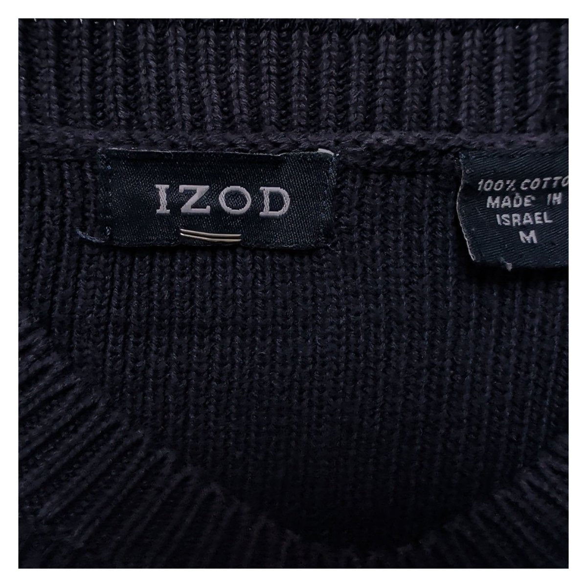 Izod Men's Jumper Medium Navy Blue Embroidered Logo 100% Cotton – product photo 4 | RewearableUK