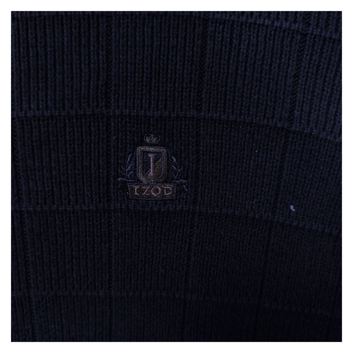 Izod Men's Jumper Medium Navy Blue Embroidered Logo 100% Cotton – product photo 5 | RewearableUK