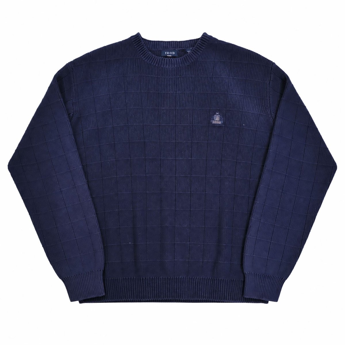 Izod Men's Jumper Medium Navy Blue Embroidered Logo 100% Cotton – product photo 1 | RewearableUK
