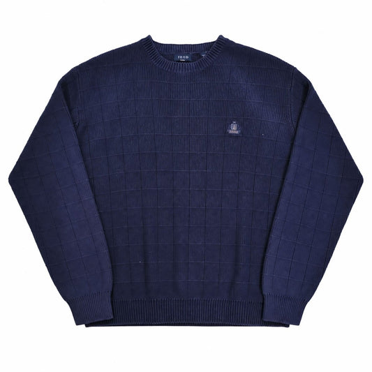Izod Men's Jumper Medium Navy Blue Embroidered Logo 100% Cotton – product photo 1 | RewearableUK