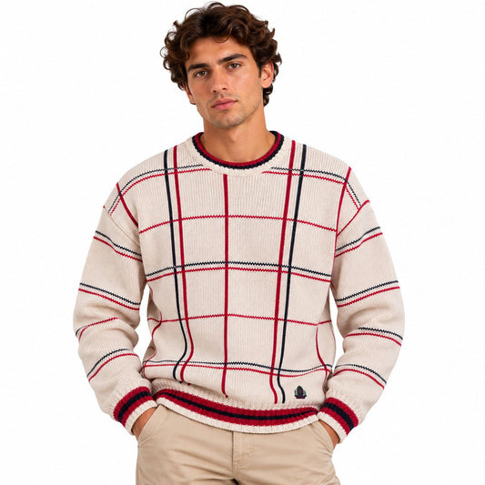 IZOD Men's Striped Cotton Jumper L Beige – jumper product photo 1 | RewearableUK