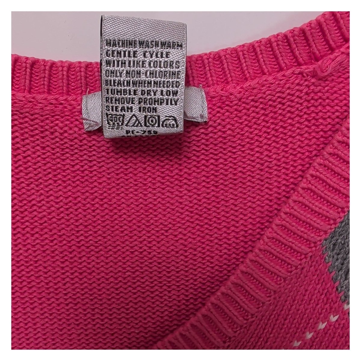 Izod Women Jumper Medium Pink Argyle 100% Cotton V-Neck – product photo 5 | RewearableUK