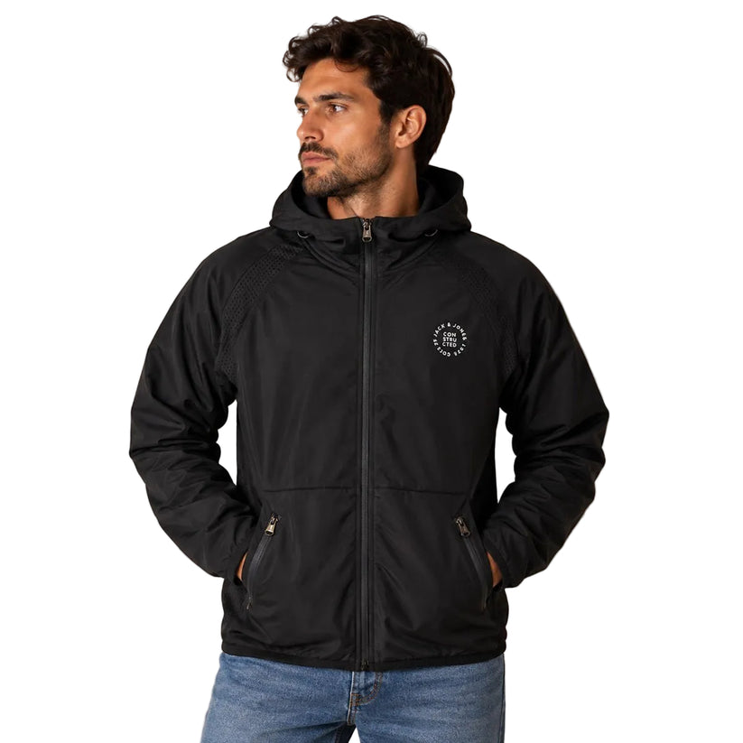 Jack & Jones Core Men's Hooded Zip Jacket M Black – Jacket product photo 1 | RewearableUK