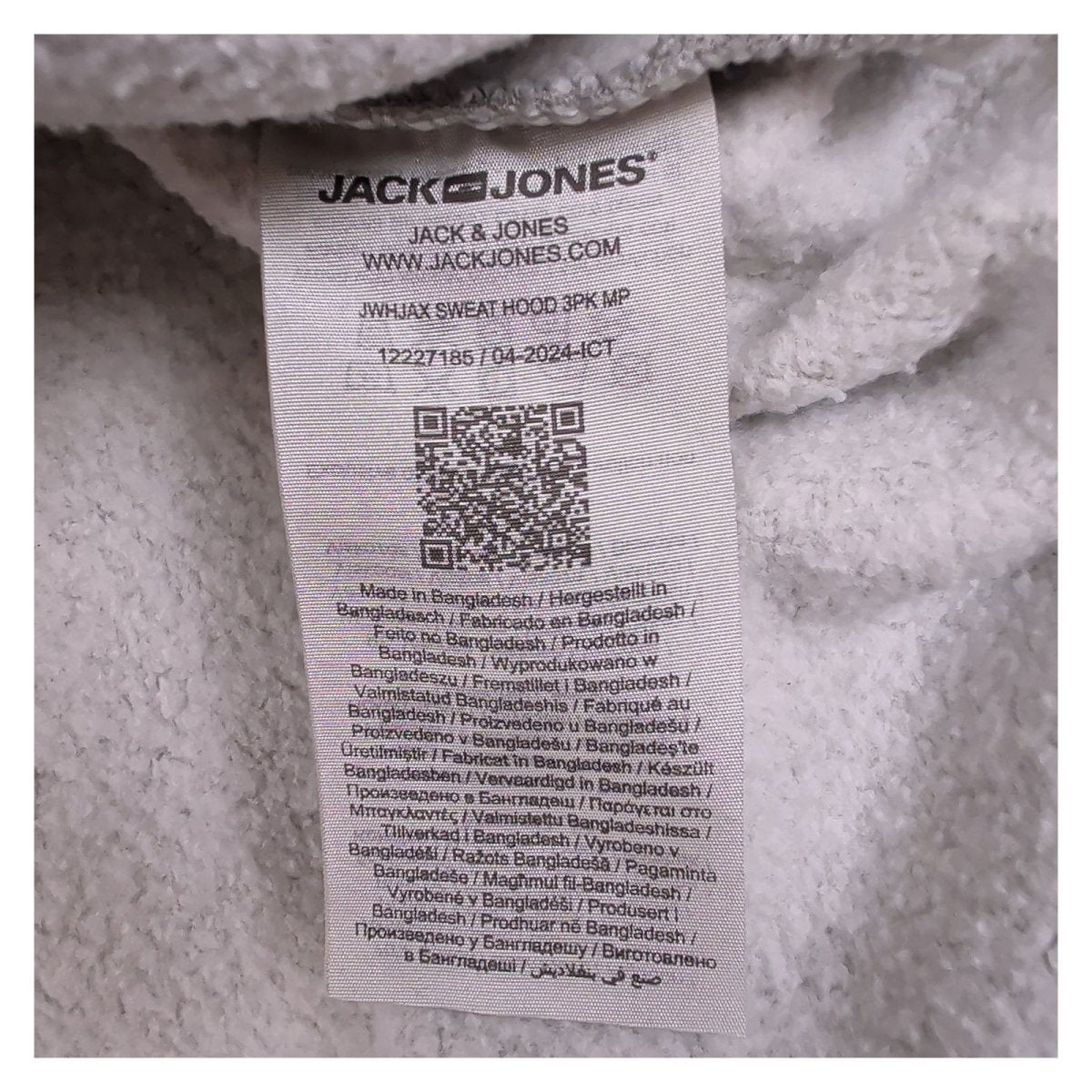 Jack & Jones Mens Hoodie LARGE Grey Script Logo 70% Cotton 21% Polyester 9% Visc – product photo 9 | RewearableUK