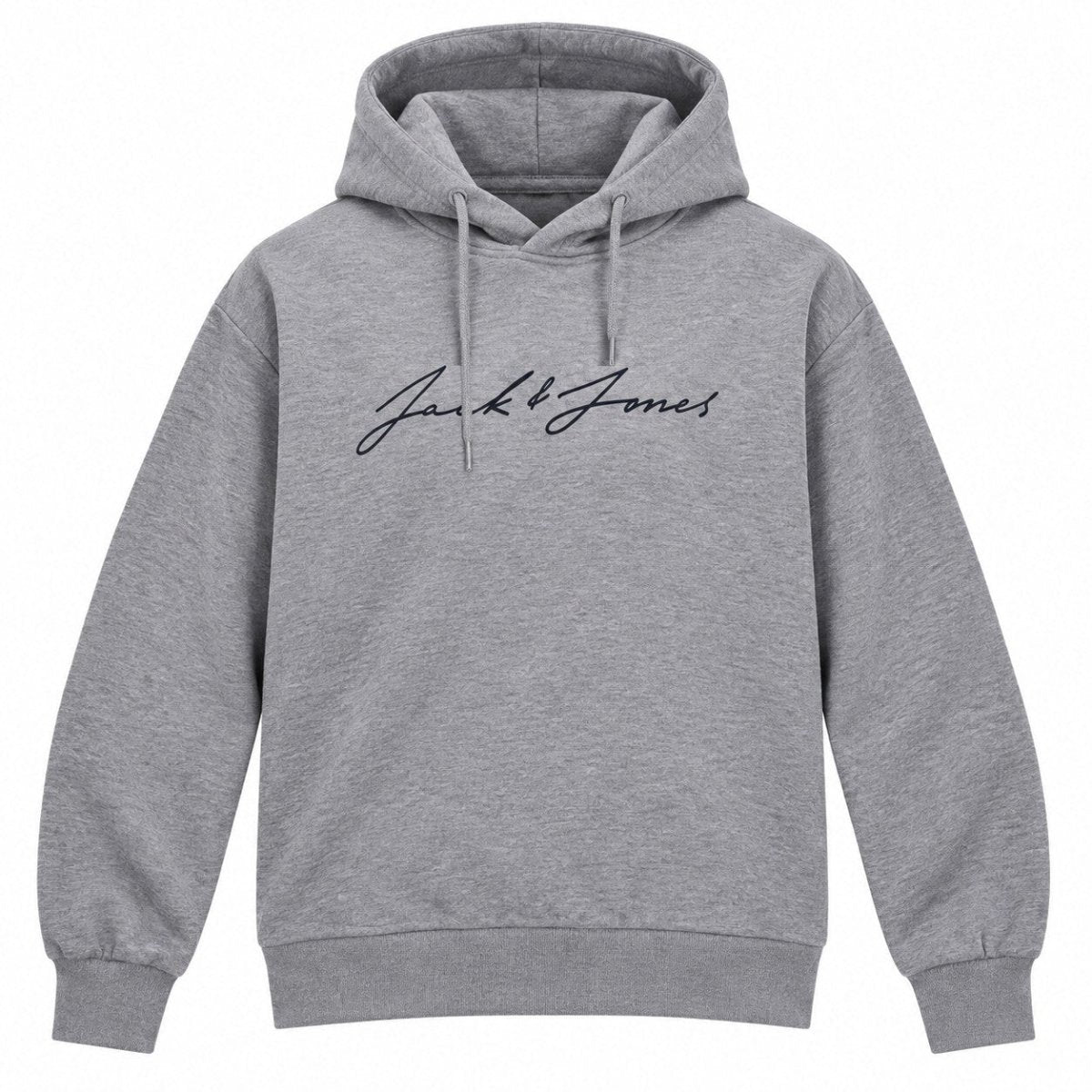 Jack & Jones Mens Hoodie LARGE Grey Script Logo 70% Cotton 21% Polyester 9% Visc – product photo 1 | RewearableUK