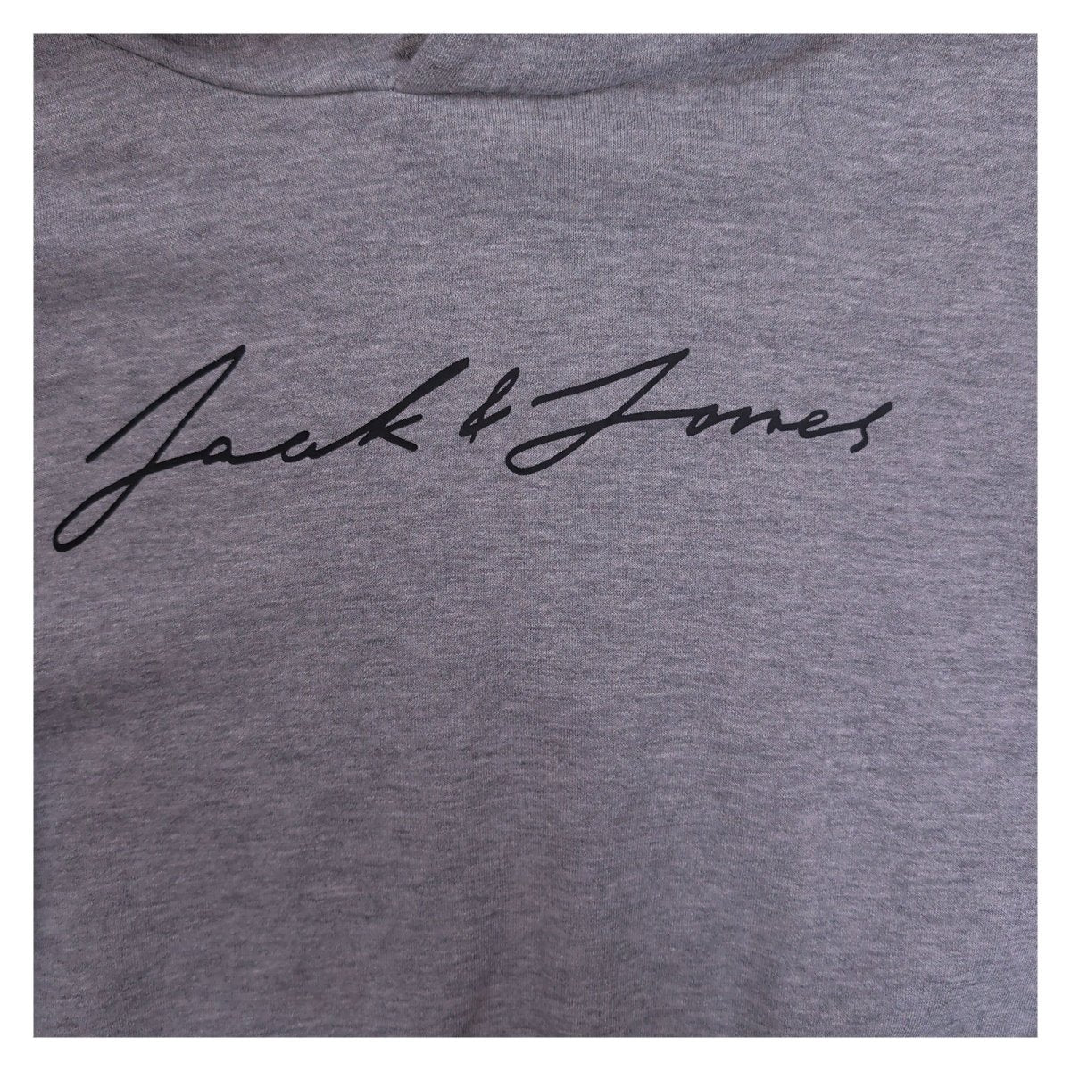 Jack & Jones Mens Hoodie LARGE Grey Script Logo 70% Cotton 21% Polyester 9% Visc – product photo 3 | RewearableUK