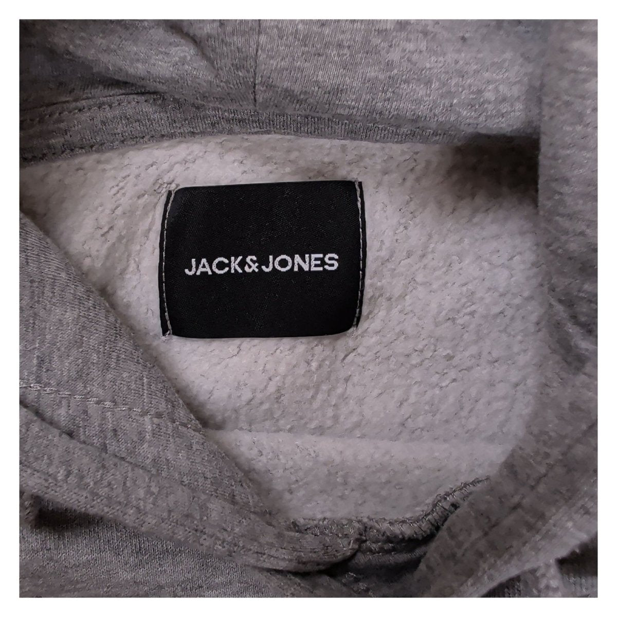 Jack & Jones Mens Hoodie LARGE Grey Script Logo 70% Cotton 21% Polyester 9% Visc – product photo 4 | RewearableUK
