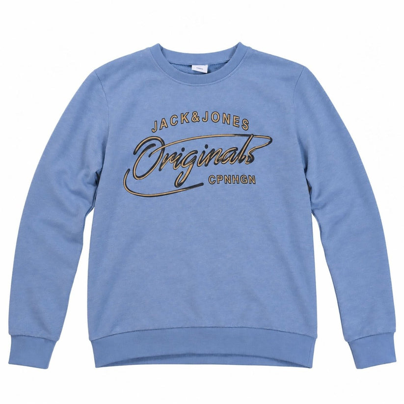 Jack & Jones Originals JORPEX Mens Blue Crew Neck Graphic Sweatshirt NON – product photo 1 | RewearableUK