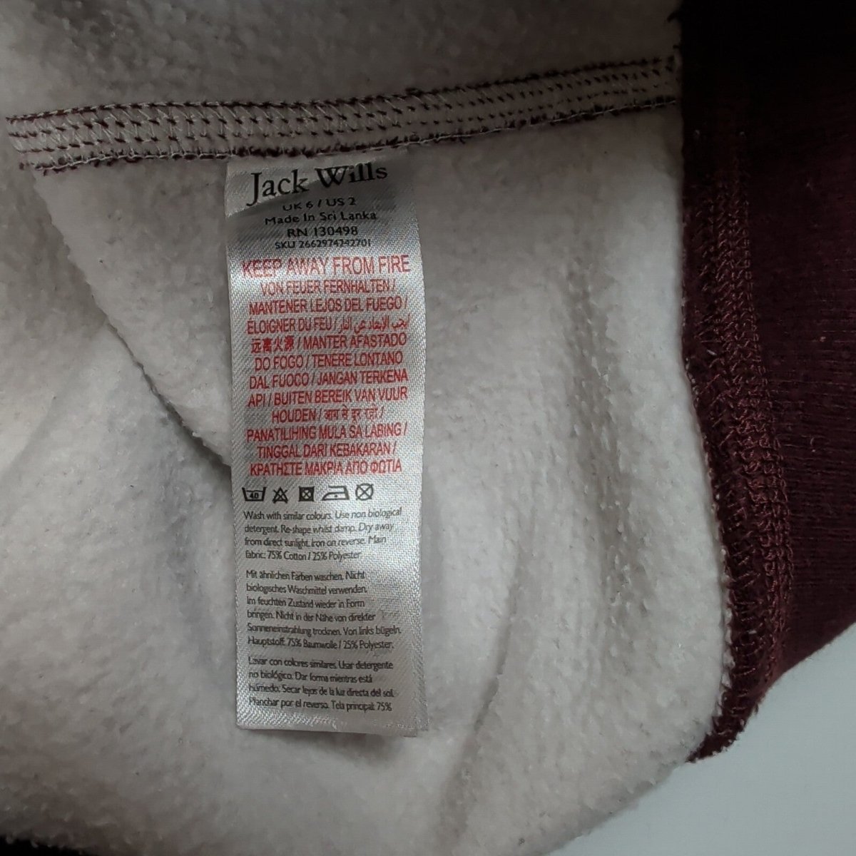 Jack Wills Women's Logo Hoodie UK 6 Burgundy – product photo 5 | RewearableUK