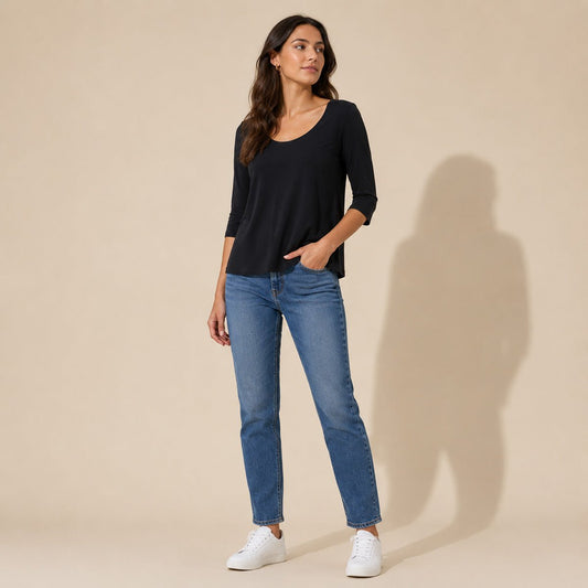 Jaeger Black Jersey Scoop Neck Top – Size M – Top product photo 1 | RewearableUK