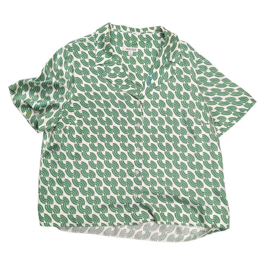 Jaeger Geometric Shirt UK 18 Green White Viscose – product photo 1 | RewearableUK