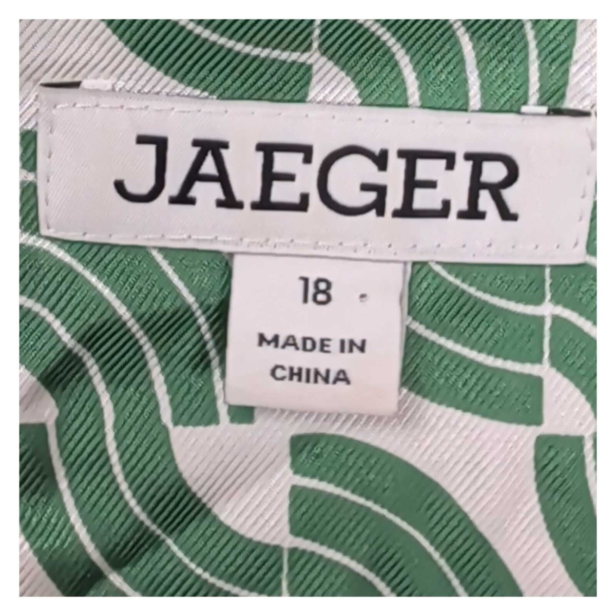 Jaeger Geometric Shirt UK 18 Green White Viscose – product photo 3 | RewearableUK