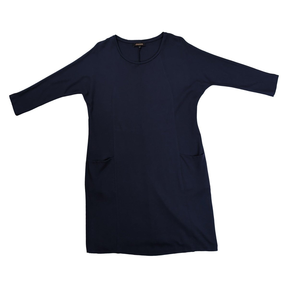 Jaeger Navy Blue Shift Dress Size M 3/4 Sleeve Pockets Jersey Work Office – product photo 1 | RewearableUK