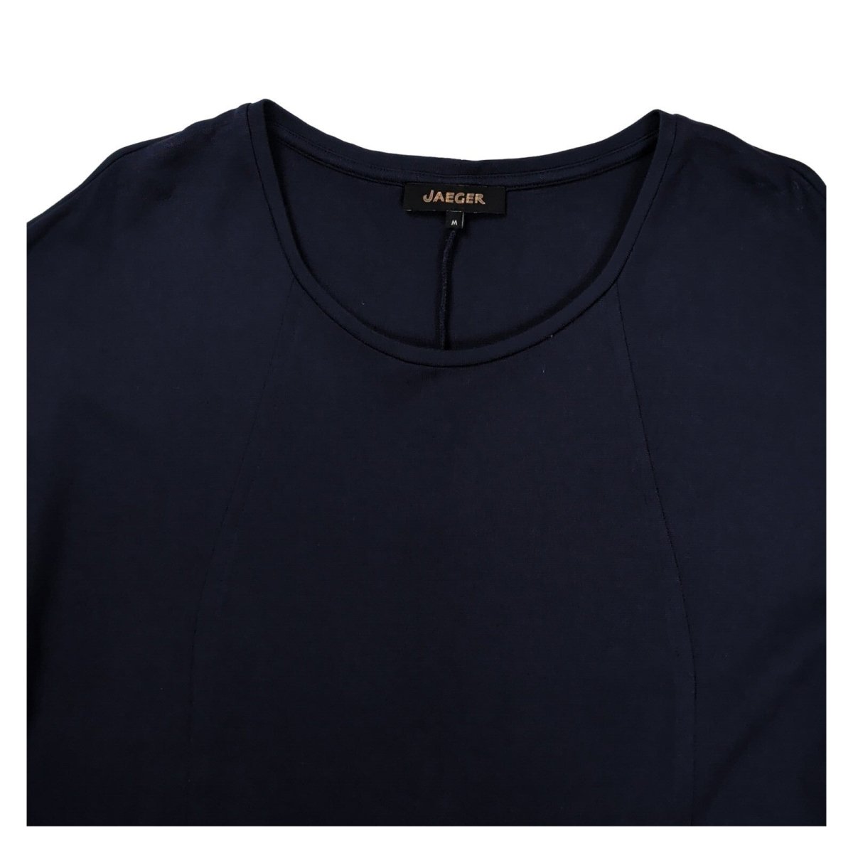 Jaeger Navy Blue Shift Dress Size M 3/4 Sleeve Pockets Jersey Work Office – product photo 2 | RewearableUK