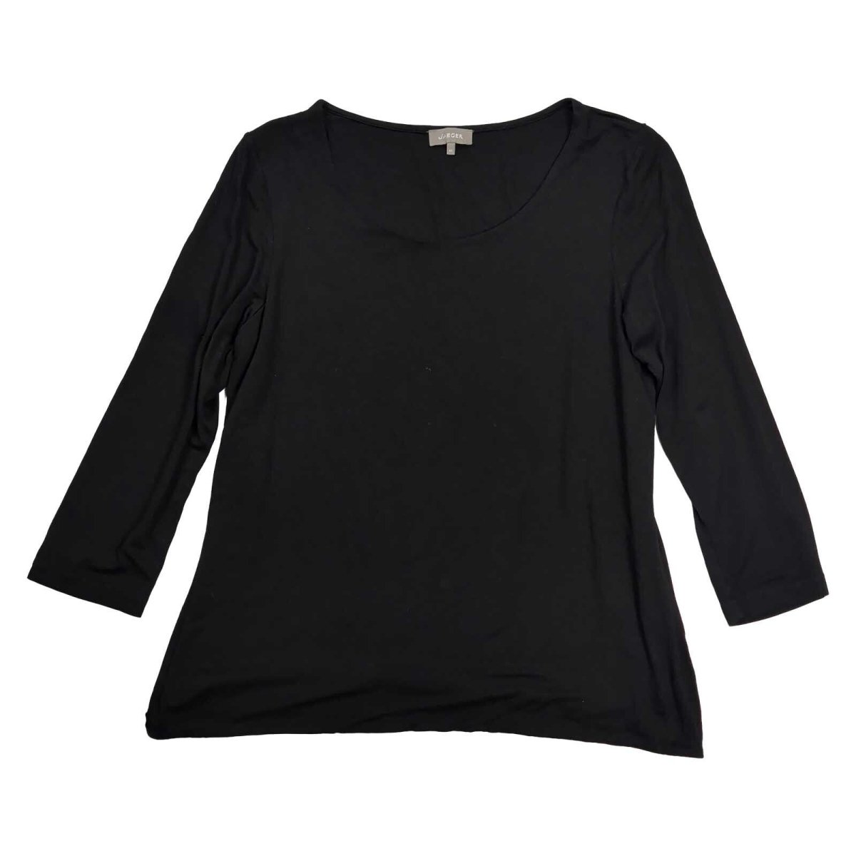 Jaeger Women's Black Jersey Top M 3/4 Sleeve Scoop Neck Viscose Stretch – product photo 1 | RewearableUK