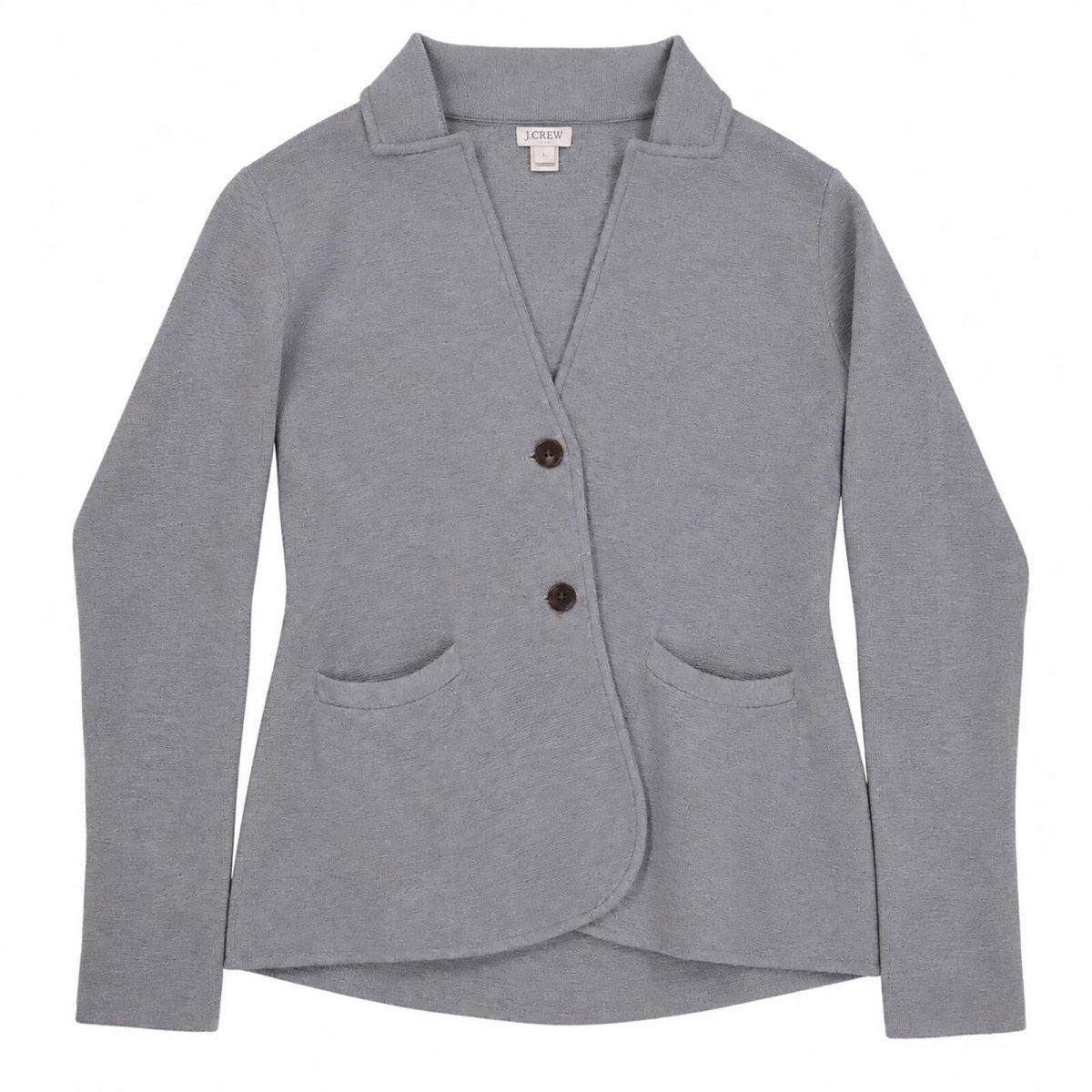 J.Crew Women Blazer Regular Size medium Gray Cotton Two-Button Knit Jacket – product photo 1 | RewearableUK