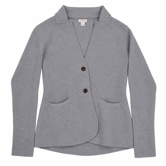 J.Crew Women Blazer Regular Size medium Gray Cotton Two-Button Knit Jacket – product photo 1 | RewearableUK