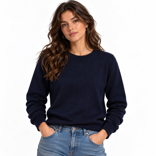 J.Crew Women's Navy Cotton Cashmere Crew Neck Jumper S – Jumper product photo 1 | RewearableUK