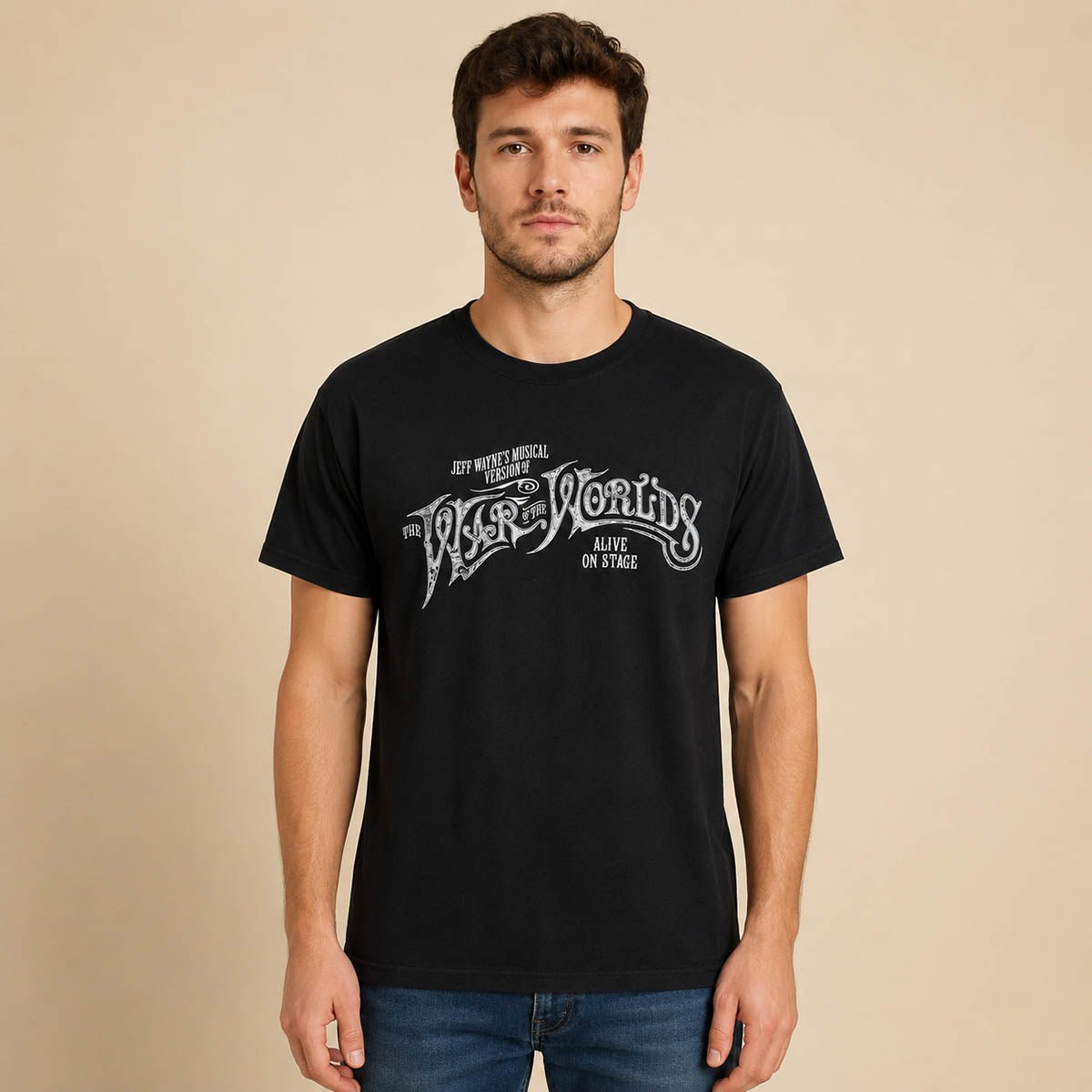Jeff Wayne War of the Worlds Alive on Stage 2018 Tour T-Shirt XL Black – Music T-Shirt product photo 1 | RewearableUK