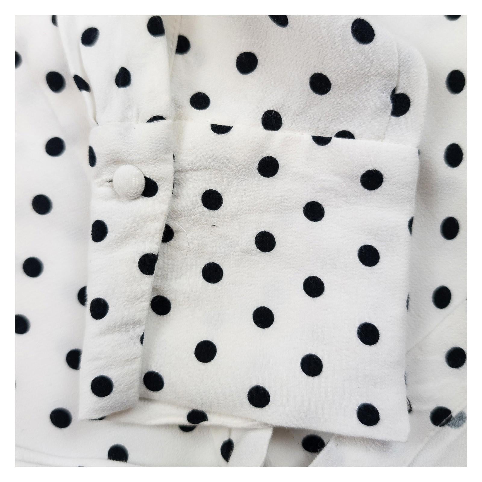 Jigsaw Woman White Polka Dot Shirt Size UK 8 Viscose Long Sleeve Button Work by Jigsaw – | RewearableUK